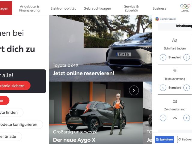 Toyota-Webseite passt sich Sehbedürfnissen an - Bild 1