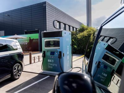 Schnellladesäule mit Hightech-Drachen