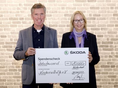 Skoda unterstützt die Kindernothilfe mit 10.000 Euro