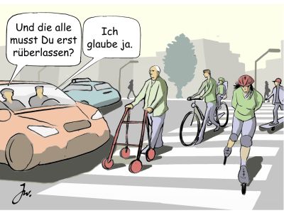 Die meisten Fußgänger fühlen sich sicher im Straßenverkehr